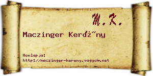 Maczinger Kerény névjegykártya
